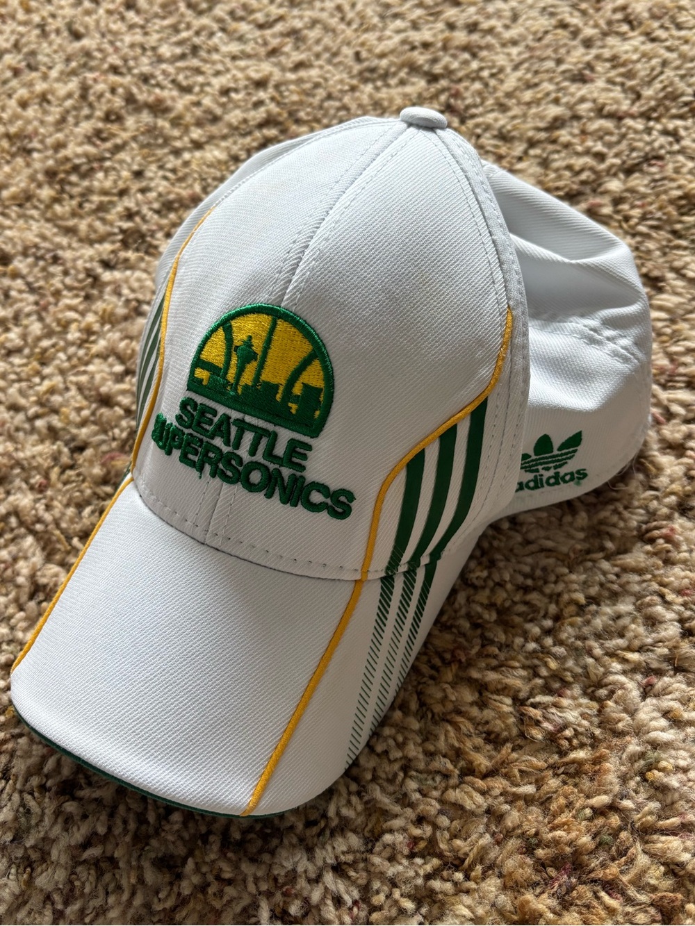 Adidas Seattle Supersonics White Green Yellow Hat